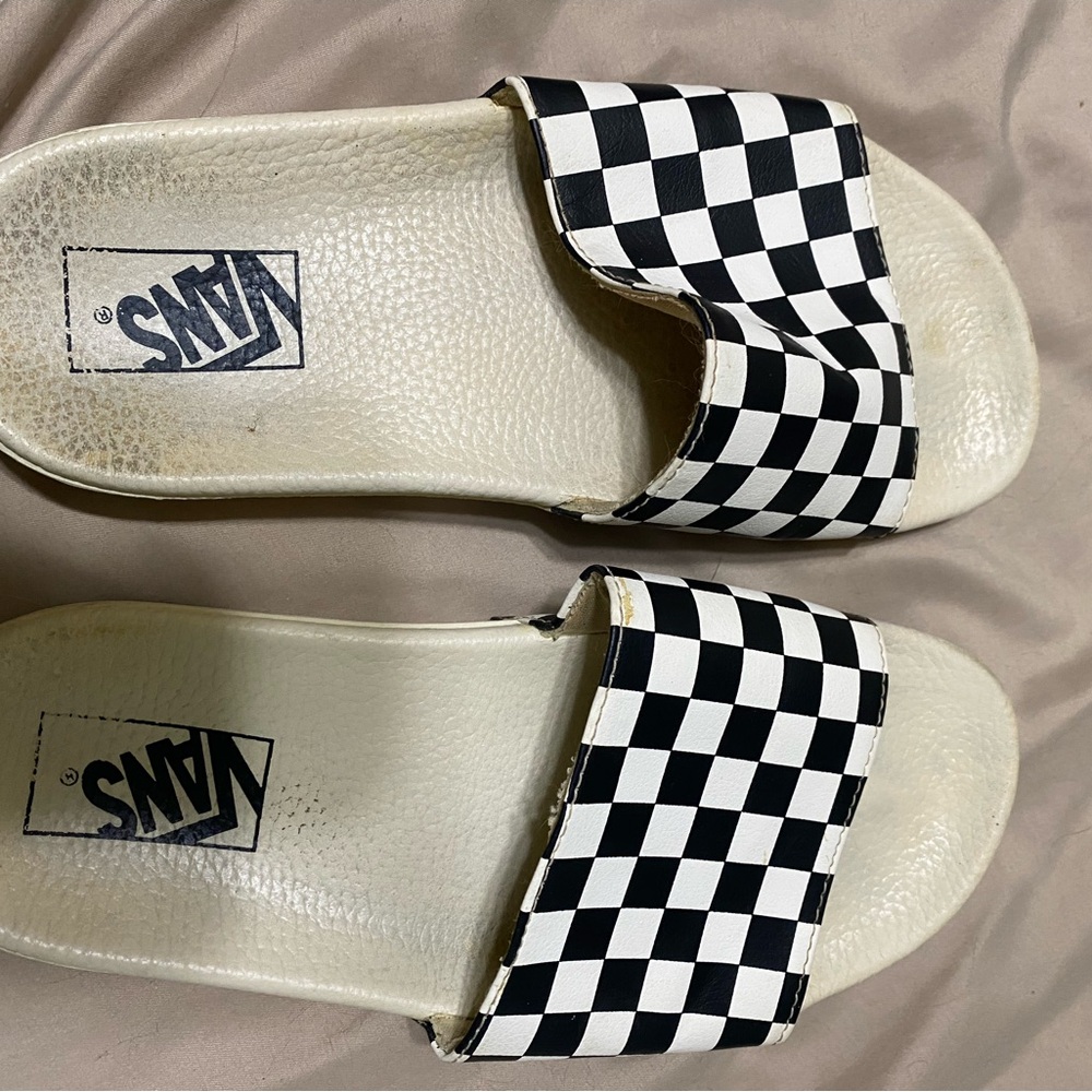 Vans Black and White Checkered Slides - Picture 2 of 2